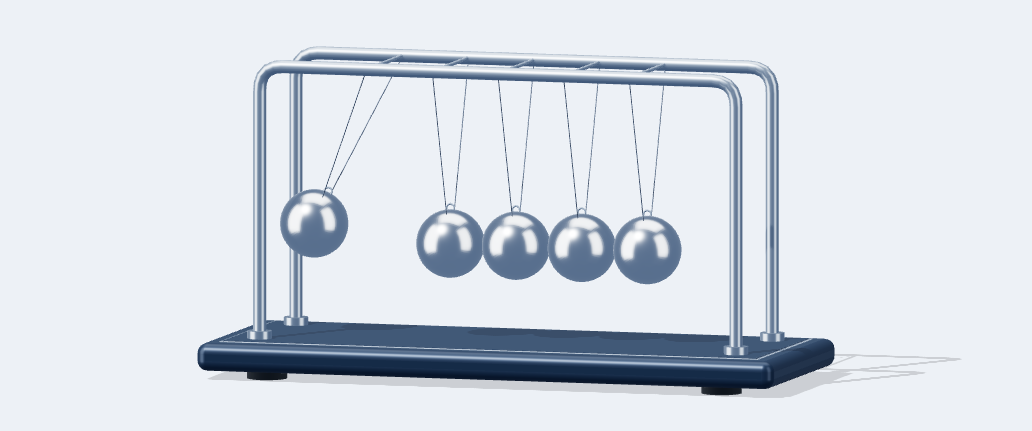 A Newton’s cradle with five steel spheres